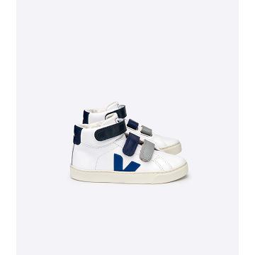 Veja ESPLAR MID LEATHER Hoog Kinderen White/Blue | BE 683YXF